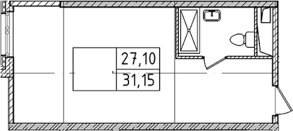 Квартира студия 31.15 м², 8/14 эт., Комплекс апартаментов «Ladozhsky Avenir»